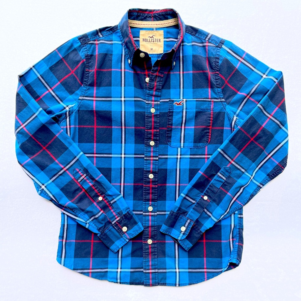 Holllister Blue and Red Plaid Shirt